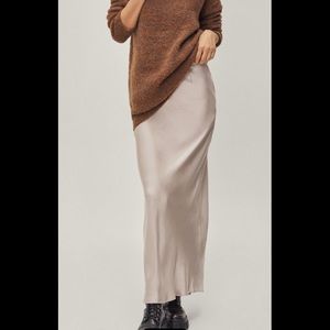 Champagne creme silk maxi skirt